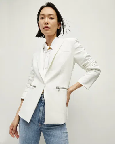 Pre-owned Veronica Beard $645  Iconic Scuba Jacket In Warm White