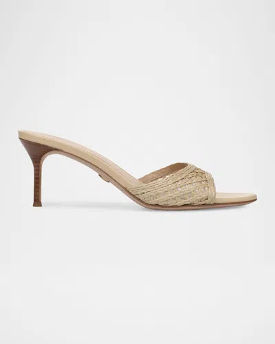 Veronica Beard 65mm Tia Lattice Raffia Mid-heel Sandals In Multi