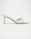 Veronica Beard 65mm Tia Lattice Raffia Mid-heel Sandals In White