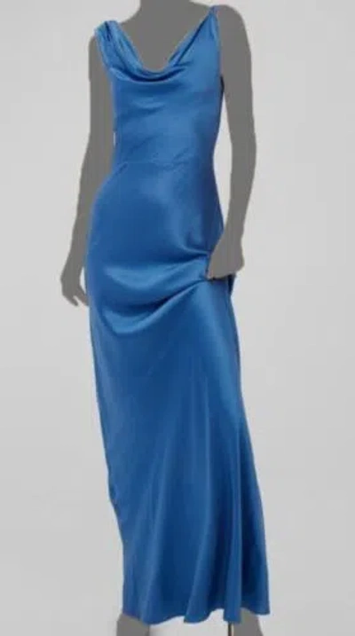 Pre-owned Veronica Beard $698  Women's Blue Silk Sanderson Cowl Neck Maxi Slip Dress Size 6