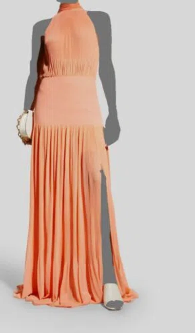 Pre-owned Veronica Beard $698  Women's Pink Lilliana Pleated Halter Maxi Dress Size 2