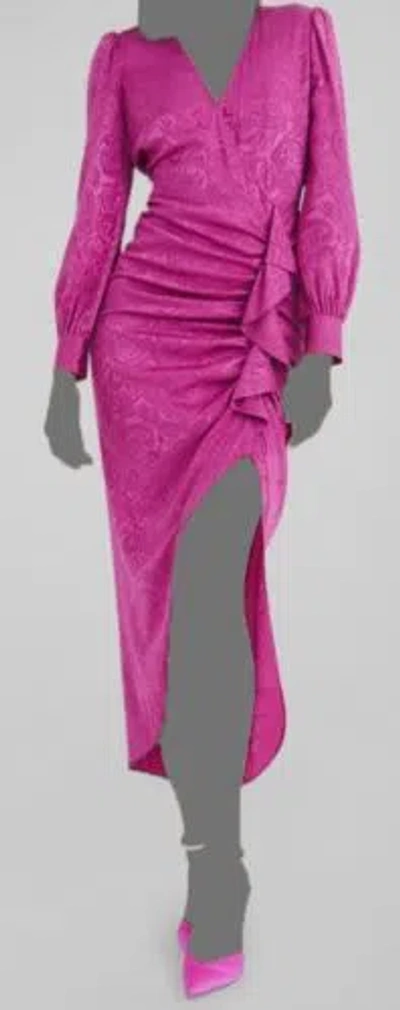 Pre-owned Veronica Beard $698  Women's Purple Silk Long Sleeve Ruffle Maxi Dress Size 0