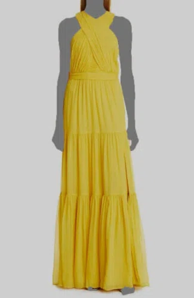 Pre-owned Veronica Beard $699  Women's Yellow Florencia Sleeveless Silk Maxi Size 2
