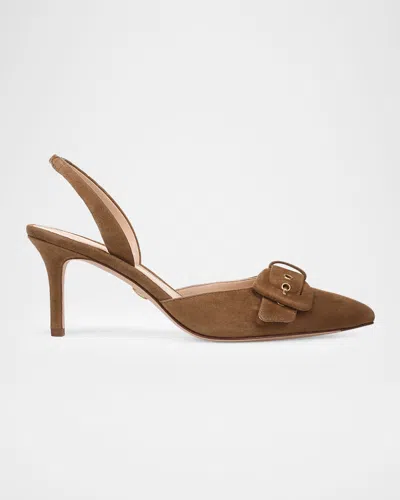 Veronica Beard 70mm Lenora Suede Slingback Pumps In Brown