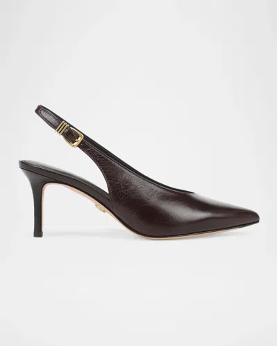 Veronica Beard 70mm Luciana Leather Slingback Pumps In Burgundy -