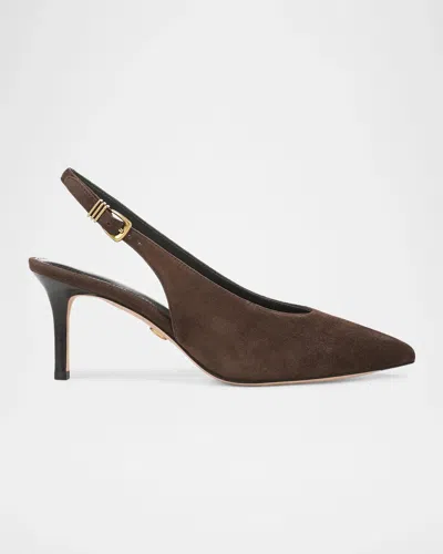 Veronica Beard 70mm Luciana Suede Slingback Pumps In Espresso