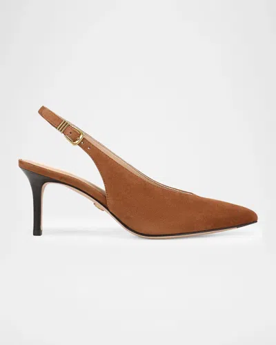 Veronica Beard 70mm Luciana Suede Slingback Pumps In Brown