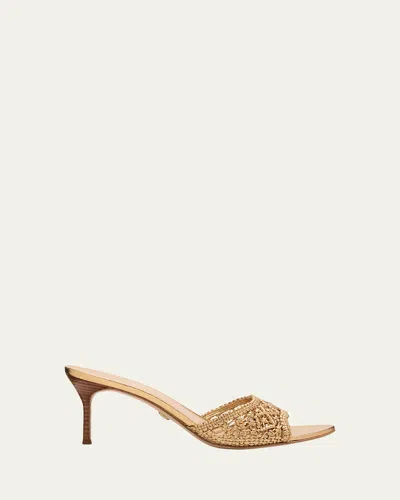 Veronica Beard 70mm Tia Macrame Metallic Leather Sandals In Gold