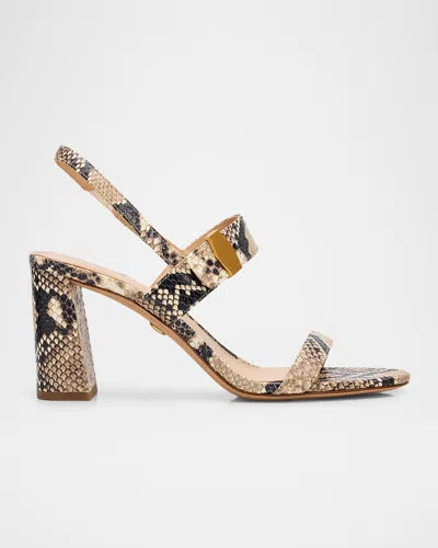 Veronica Beard 75mm Genetta Snake-embossed Leather Sandals In Multi