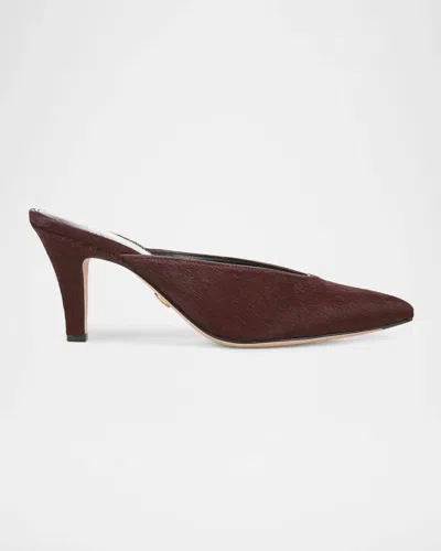 Veronica Beard 75mm Rochelle Calf Hair Mules In Burgundy