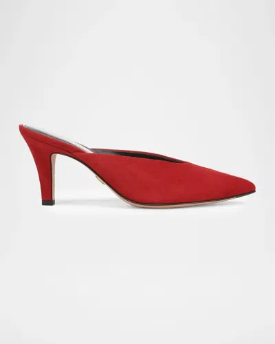 Veronica Beard 75mm Rochelle Suede Mules In Crimsonred