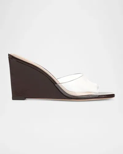 Veronica Beard 85mm Asha Pvc Wedge Sandals In Clear Moch