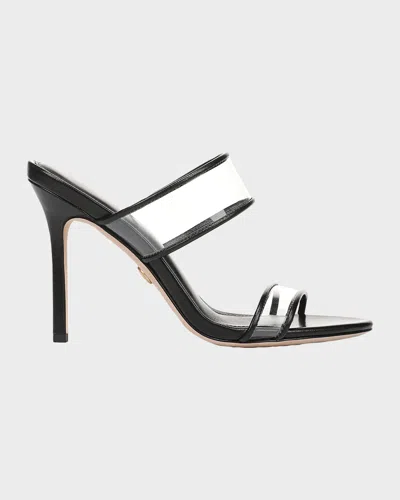 Veronica Beard 95mm Asha Leather Piping Jelly Sandals In Black