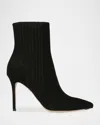 Veronica Beard 95mm Lisa Suede Stiletto Ankle Booties In Black