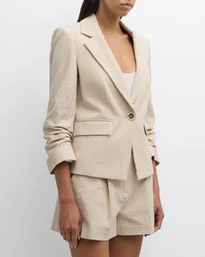 Veronica Beard Aaliyah Dickey Jacket In Khaki/white