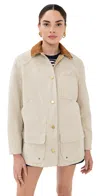 Veronica Beard Abbas Suede-trimmed Herringbone Cotton Jacket In White