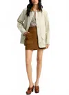 Veronica Beard Abbas Suede-trimmed Herringbone Cotton Jacket In White
