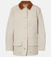 Veronica Beard Abbas Suede-trimmed Cotton Field Jacket In Neutral