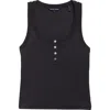 Veronica Beard Abbott Rib Henley Tank In Black