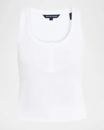 Veronica Beard Abbott Ribbed Henley Tank Top