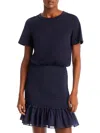 Veronica Beard Aberdeen Womens Smocked Cotton Sheath Dress In Blue