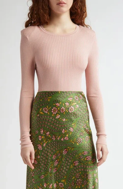 Veronica Beard Acara Ribbed Scoop-neck Pullover In Pink Clay