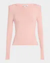 Veronica Beard Acara Ribbed Scoop-neck Pullover In Pink Clay