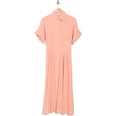 Veronica Beard Adavi Linen Blend Shirtdress In Coral