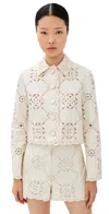 Veronica Beard Adelaide Scalloped Eyelet-embroidered Jacket In Ecru