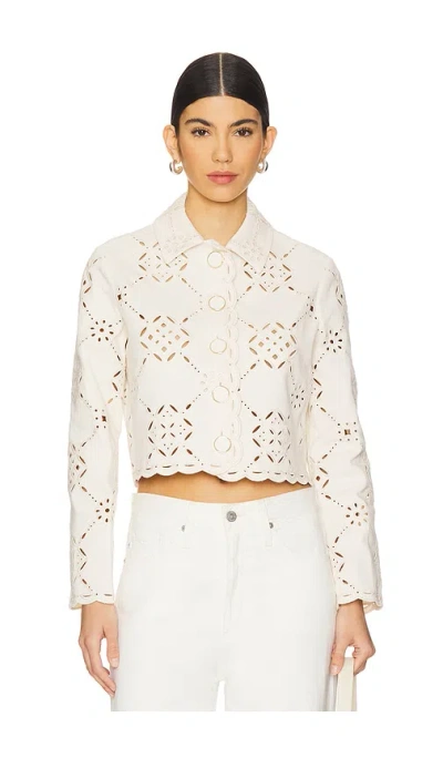 Veronica Beard Adelaide Scalloped Eyelet-embroidered Jacket In Ecru