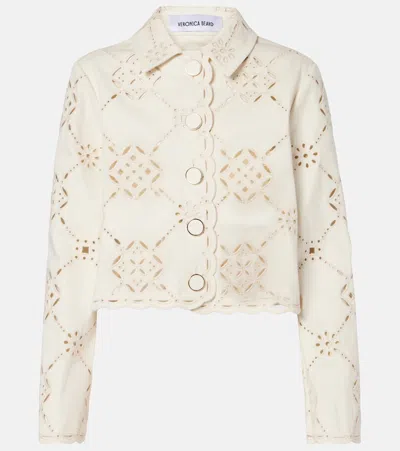 VERONICA BEARD ADELAIDE LASER-CUT CROPPED COTTON JACKET