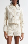 Veronica Beard Adelaide Scalloped Eyelet-embroidered Jacket In Ecru