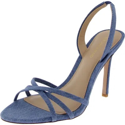 Veronica Beard Adelle Womens Open Toe Laceless Slingback Heels In Blue Denim