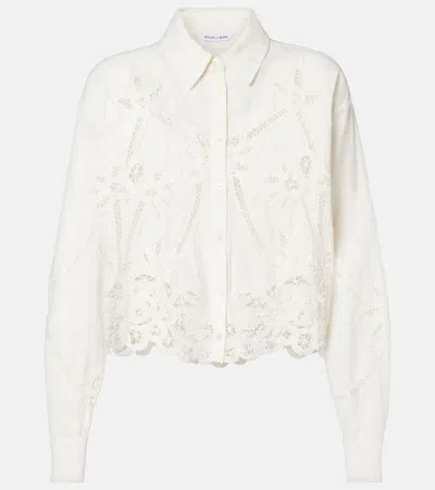 Veronica Beard Aderes Eyelet Button-down Shirt In Gray