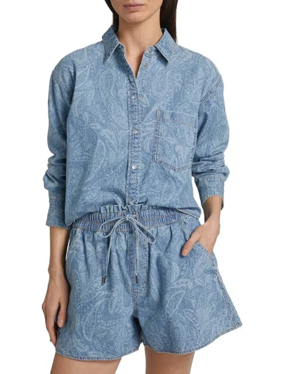 VERONICA BEARD ADERES SHIRT IN ATLANTIC PAISLEY