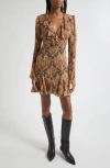 Veronica Beard Adrienne Long Sleeve Silk Dress In Gold