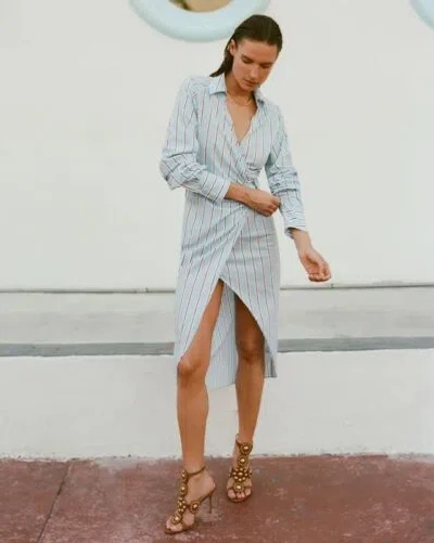 Pre-owned Veronica Beard Afton Multi Blue Striped Dress Og $498