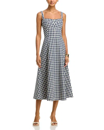 Veronica Beard Aila Gingham A-line Midi Dress In Blue