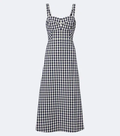 Veronica Beard Aila Gingham Cotton Midi Dress In Blue