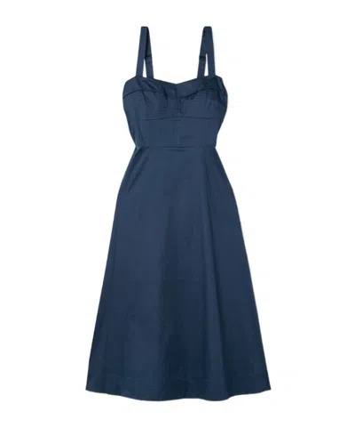 Veronica Beard Aila Paneled Cotton-blend Poplin Midi Dress In Blue
