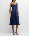 Veronica Beard Aila Sleeveless A-line Midi Dress In Marine