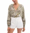 Veronica Beard Ailani V-neck Blouse In White Multi In Neutral