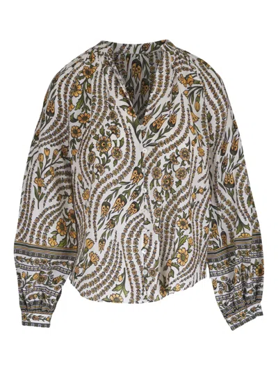 Veronica Beard Ailani Floral-print Blouse In Neutrals