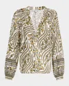 Veronica Beard Ailani Floral-print Linen Top In Dove Multi