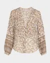 Veronica Beard Ailani Printed Long-sleeve Top In Dove Multi