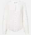 Veronica Beard Ailani Crochet-trimmed Pintucked Ramie-voile Blouse In Off White