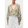 Veronica Beard Ailani Floral-print Linen Top In Dove Multi