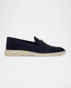 Veronica Beard Ailey Suede Medallion Slip-on Loafers In Eclipse