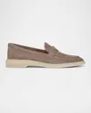 Veronica Beard Ailey Suede Medallion Slip-on Loafers In Taupe
