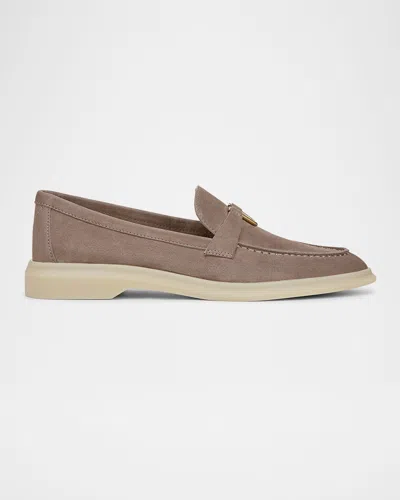 Veronica Beard Ailey Suede Medallion Slip-on Loafers In Taupe